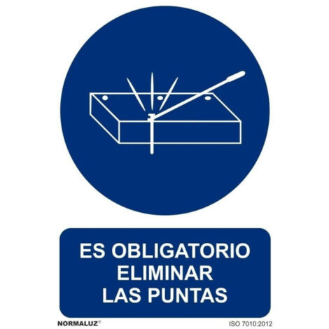 Señal que indica Es Obligatorio Eliminar Las Puntas (pictograma y texto) SEKURECO 600 x 800 mm PVC 3 mm