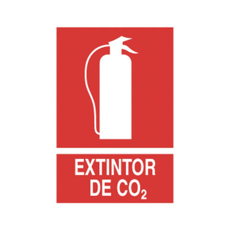 Señal de socorro pictograma y texto Extintor de CO2 luminiscente                                                          210X148 mm (1/2)