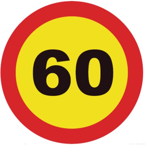 Cartel de límite de seguridad 60Km de PVC 500 x 500 mm SEKURECO (1/2)