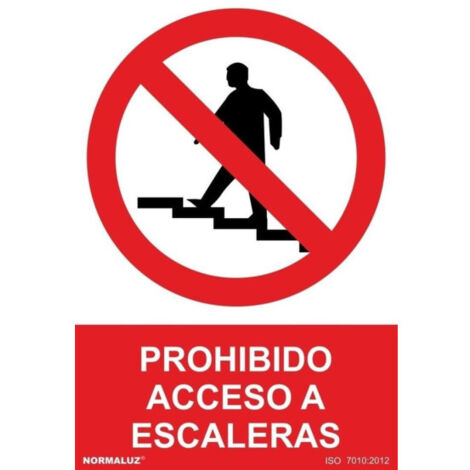 Señal de Prohibido el acceso a escaleras SEKURECO 800 x 1200 mm PVC 3 mm