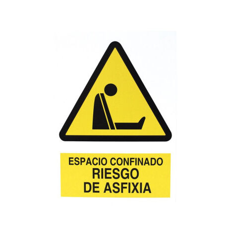 Señal adhesiva Espacio confinado riesgo de asfixia en poliestireno para advertencia industrial Poliestireno 210X148 mm (1/2)