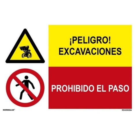 Señal industrial Peligro excavaciones, Prohibido el paso SEKURECO Adhesivo vinilo (1/2)