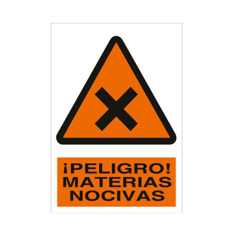 Señal adhesiva Peligro materias nocivas en poliestireno para advertencia industrial Poliestireno 297X210 mm
