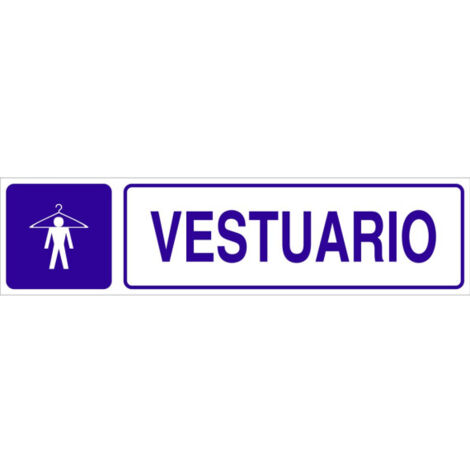 Señal informativa de pictograma y texto Vestuario masculino 250x62 mm