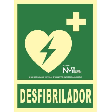 Señal desfibrilador luminiscente 210 x 300 mm SEKURECO (1/2)