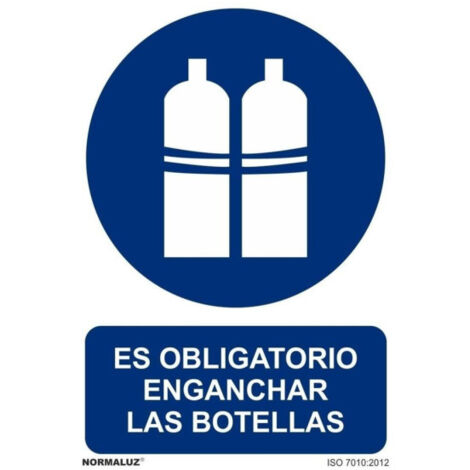 Cartel que indica Es Obligatorio Enganchar Las Botellas (varias medidas) SEKURECO 200 x 300 mm ADHESIVOS DE VINILO (1/2)