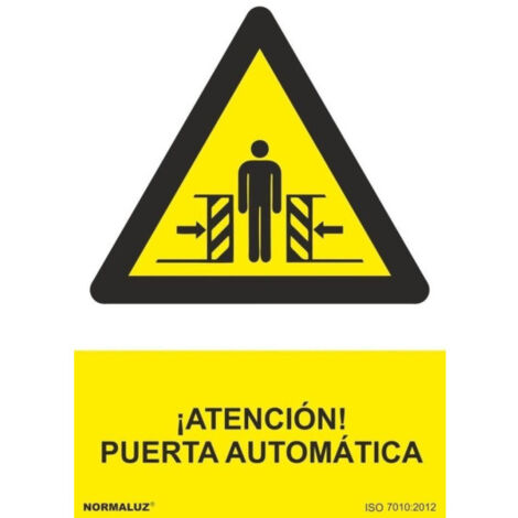 Señal ¡Atención Puerta Automática, con tintas UV SEKURECO 800 x 1200 mm PVC 3 mm (1/2)
