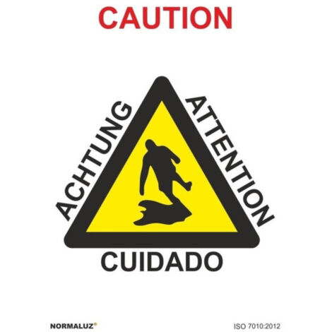 Señal de advertencia Caution, Cuidado, Achtung, Attention SEKURECO                         300 x 400 mm                          CLASE B (ALUMINIO 0'5 mm)