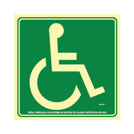 Señal complementaria Evacuación Minusválido derecha SEKURECO                         480 x 480 mm                          CLASE A (PVC 1 mm)