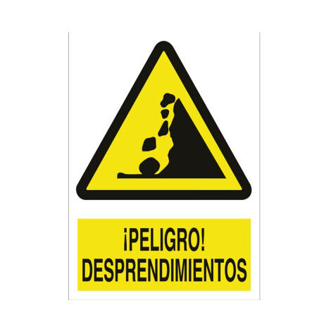 Señal adhesiva Peligro desprendimientos en poliestireno para advertencia industrial Poliestireno 297X210 mm