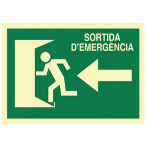 Señal en catalán: Sortida D'emergència fletxa esq 297X210 mm (1/2)