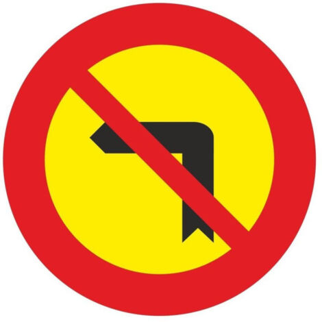 Señal Vial de Bolsa Giro A La Izquierda Prohibido 700 x700 mm