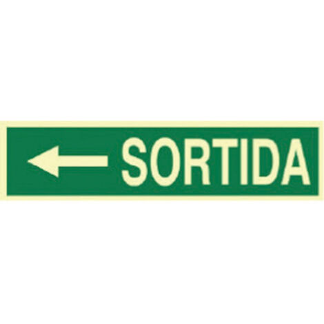 Señal en catalán: Sortida esquerra (flecha a la izquierda) (1/2)