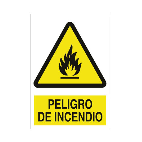 Señal de advertencia Peligro de incendio (poliestireno y adhesivo) Poliestireno 297X210 mm