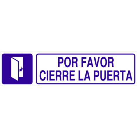Por favor, cierre la puerta, señal informativa de texto y pictograma 175x45 mm