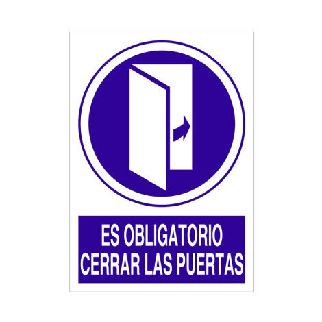 Señal obligación Es obligatorio cerrar las puertas Poliestireno 210X148 mm (1/2)