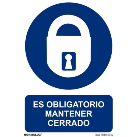 Señal Es Obligatorio Mantener Cerrado (varios formatos) con tintas UV SEKURECO 600 x 800 mm PVC 3 mm