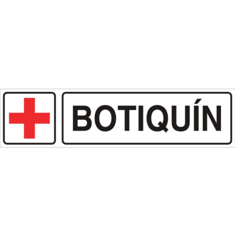 Señal informativa de pictograma y texto Botiquín                                                          250x62 mm (1/2)