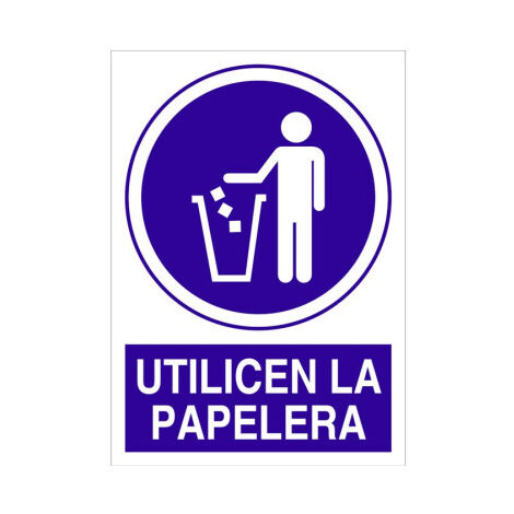 Señal de obligación de pictograma y texto Utilicen la papelera Poliestireno 420X297 mm (1/2)