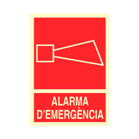 Señal en catalán Alarma D'Emergencia de texto y pictograma 297X210 mm (1/2)