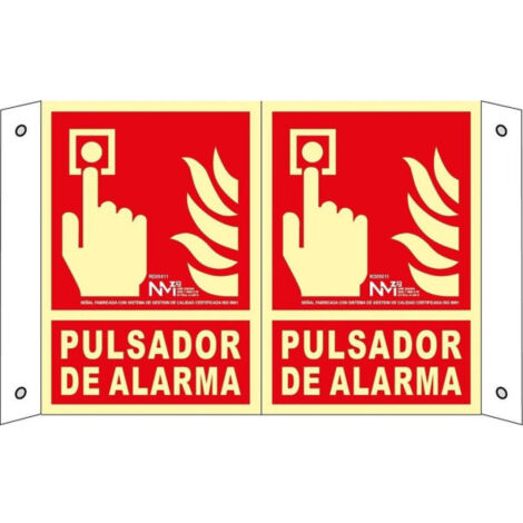 Señal de extinción panorámica Pulsador de Alarma luminiscente SEKURECO 210 x 300 mm Clase A (PVC 1 mm) (1/2)