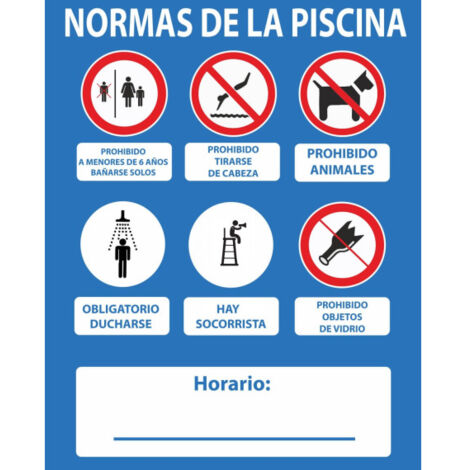 Señales de obligación "Normas de La Piscina", Sí hay socorrista SEKURECO                         500 x 400 mm                          PVC GLASSPACK 0'7 mm