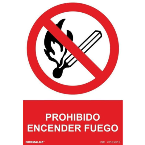 Señal de seguridad Prohibido Encender Fuego, con tintas UV SEKURECO 100 x 150 mm ADHESIVOS DE VINILO (1/2)