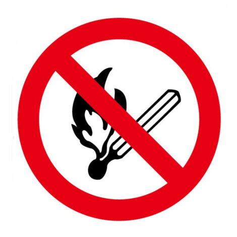 Señal de pictograma Prohibido Encender Fuego Ø 90 mm (Pack de 10 uds) SEKURECO (1/2)
