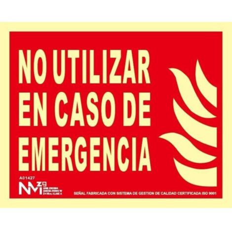 Señal del extinción No Utilizar en Caso de Emergencia (solo texto) luminiscente 320 x 160 mm SEKURECO 210 x 150 mm Clase A (PVC 1 mm) (1/2)