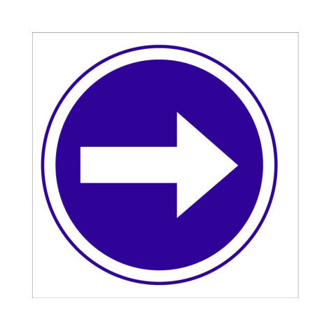 Señal de pictorama Obligatorio dirección derecha Poliestireno 297X297 mm (1/2)