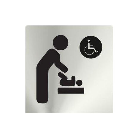 Cartel informativo Cambiador, servicio femenino y minusválidos Acero Inoxidable 120 x 120 mm SEKURECO (1/2)