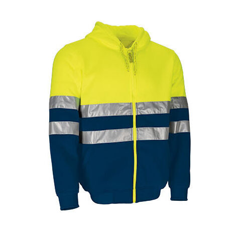 Sudadera con capucha bicolor de Alta Visibilidad VALENTO BRANTFORD L Amarillo flúor / Azul marino orión (1/3)