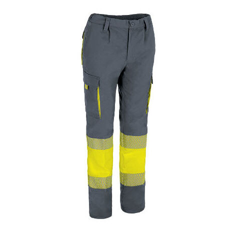 Pantalón de Alta Visibilidad multibolsillos bicolor VALENTO ABERDEEN XXL Amarillo flúor / Gris cemento (1/3)