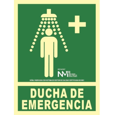 Cartel de señal de ducha de emergencia luminiscente 210 x 300 mm SEKURECO (1/2)