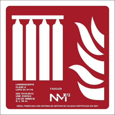 Señal de emergencia batería de extinción de incendios fija luminiscentes SEKURECO                         420 x 420 mm                          CLASE B (PVC 0'7mm) (1/2)