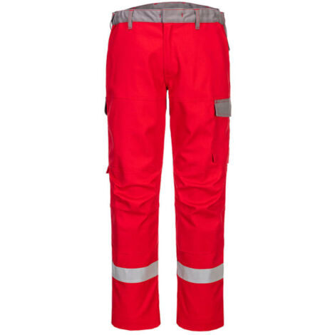 Pantalón bicolor Bizflame Ultra de alta visibilidad Soldadura Regular FR06 33 pulgadas Rojo