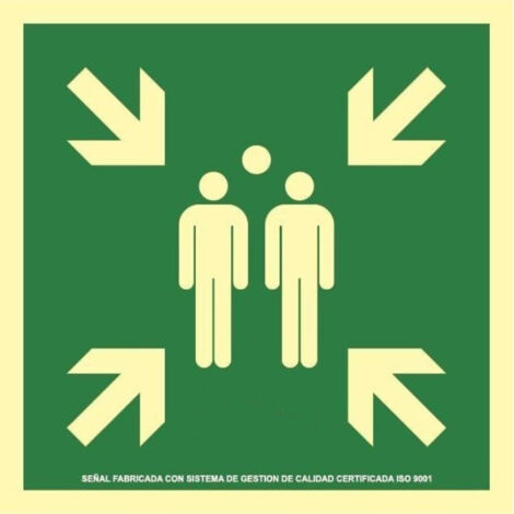 Señal de evacuación Punto Reunion en Aluminio Clase A SEKURECO                         630 x 630 mm