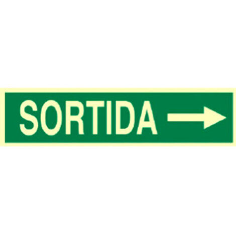 Cartel de evacuación en catalán Sortida dreta (1/2)