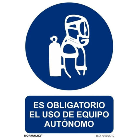 Es Obligatorio El Uso de Equipo Autónomo, señal de obligación SEKURECO 300 x 400 mm PVC GLASSPACK 0'7 mm (1/2)
