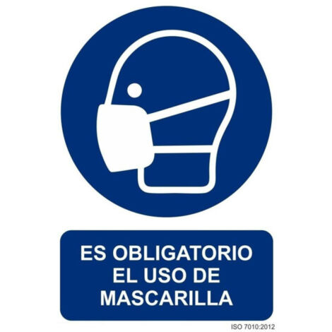 Señal de uso obligatorio de mascarilla con tintas UV SEKURECO 300 x 400 mm PVC GLASSPACK 0'7 mm