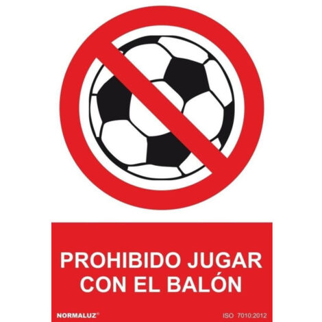 Prohibido jugar con el balón, señal de prohibición SEKURECO 210 x 300 mm PVC GLASSPACK 0'7 mm