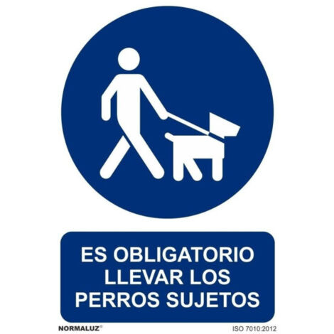Señal que indica Es Obligatorio llevar los perros sujetos SEKURECO                         600 x 800 mm                          PVC 3 mm