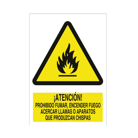 Señal de advertencia No encender fuego, acercar llamas o productos que produzcan chispas Poliestireno 420X297 mm (1/2)