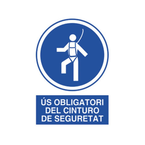Señal en catalán: Senyals d'Obligació Obligatori Cinturo Seguretat                                                          297X210 mm