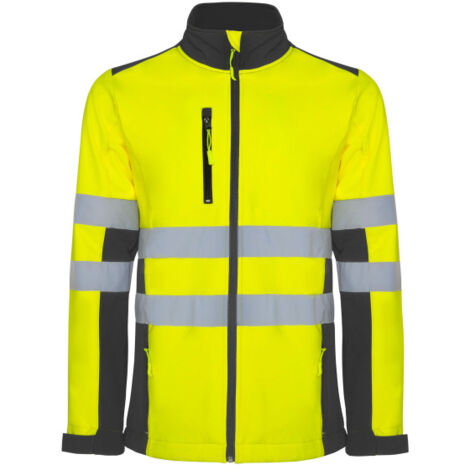 Chaqueta Softshell bicolor de alta visibilidad von cintas reflectantes ANTARES ROLY XXXXL Plomo / Amarillo flúor (1/3)