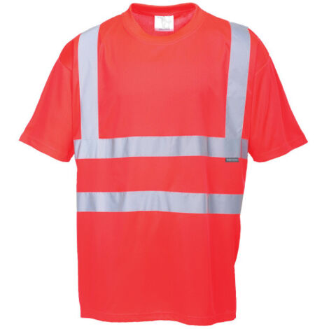 Camiseta deportiva de alta visibilidad Hi-Vis de tejido transpirable con cintas reflectantes S478 XXXL Rojo