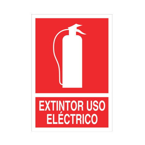 Señal de socorro pictograma y texto Extintor de uso eléctrico                                                          210X148 mm (1/2)