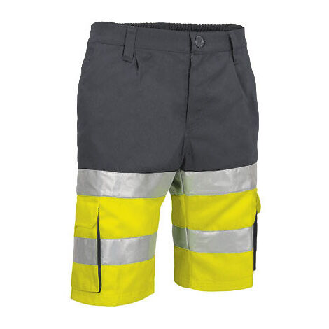 Bermuda de trabajo bicolor multibolsillos de Alta Visibilidad VALENTO BRANDON L Amarillo fluor / Gris carbon (1/3)