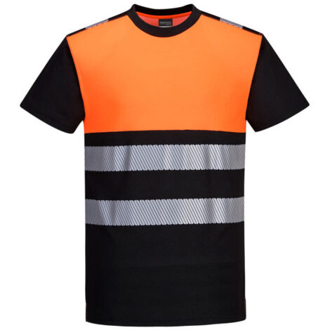 Camiseta bicolor negro + flúor PW3 de alta visibilidad clase 1 de algodón PW311 XXL Negro/Naranja (1/2)