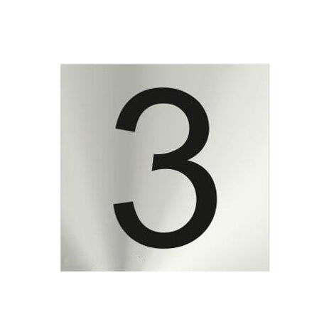 Señal informativa numérica de acero inoxidable Tres (3) de 0'8mm 50 x 50 mm SEKURECO skr (1/2)